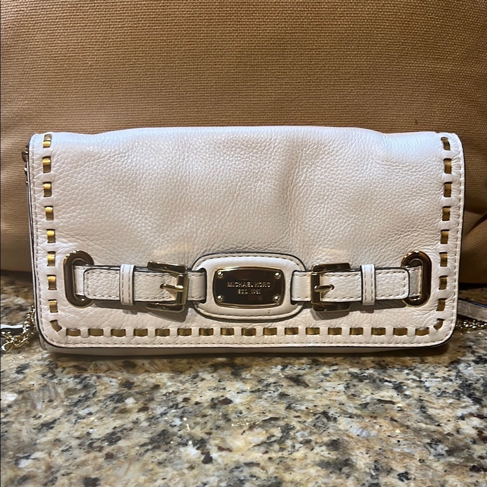 Michael Kors White Leather Clutch